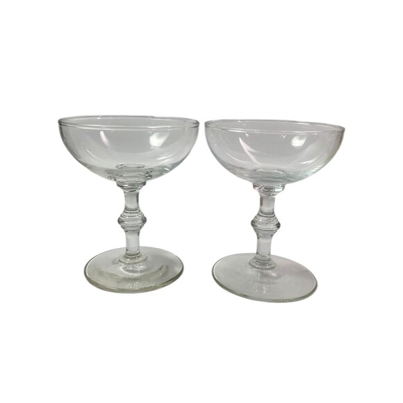 Vintage 1960s Libbey Georgian Clear Champagne Glass Sherbet Set Of 2 - Picture 4 of 8